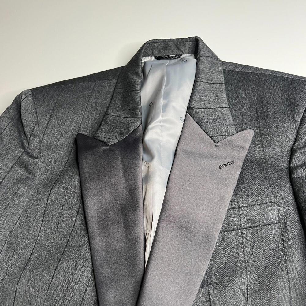 Rare Vintage Dior Monsieur Blazer 39L‎ Gray Pinstripe Wool Satin Lapel Boston - Picture 8 of 12